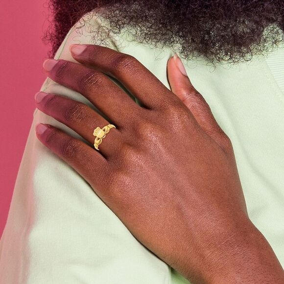 Kazi Luxury 14k Yellow Gold Polished Claddagh Ring